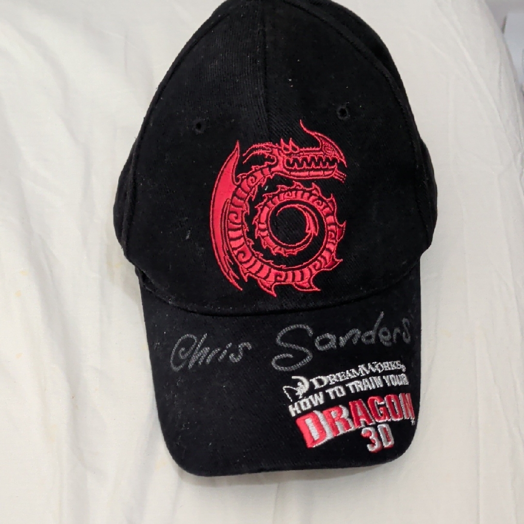 Dreamworks How To Train Your Dragon 3d Black Cap Signed By Chris Sanders